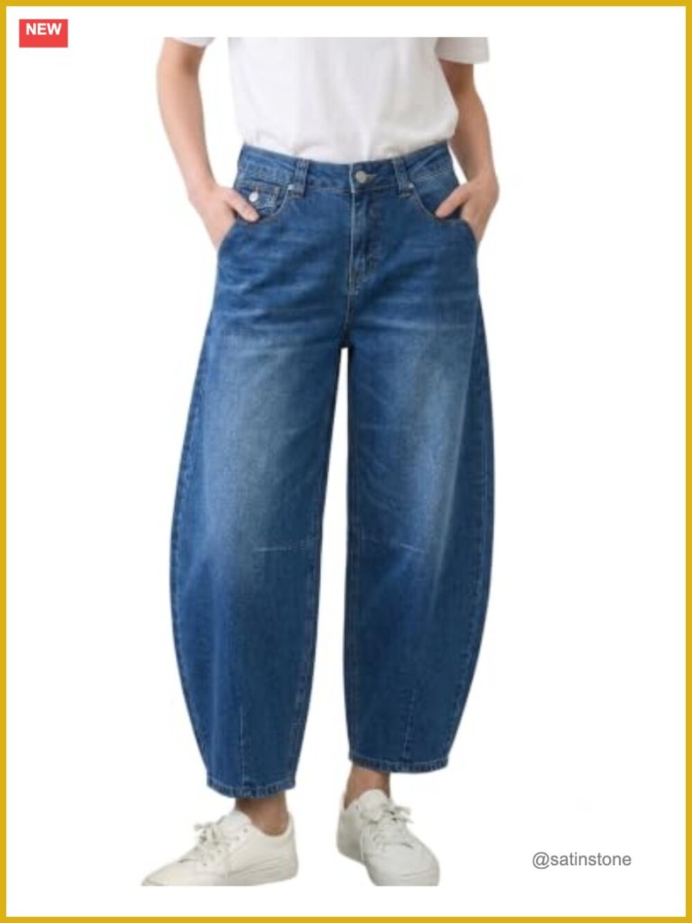 Women's High Waisted Barrel Jeans Stretchy Wide Leg Denim Pants